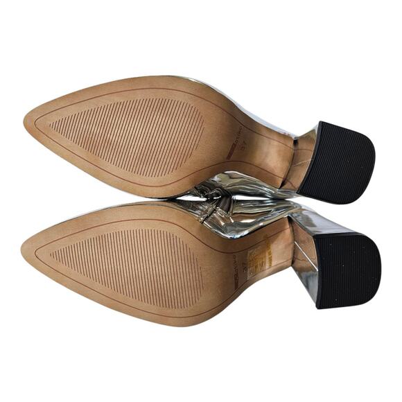 MATIKO Women 7 Lucinda Boots Silver Metallic Mirror Pointed Toe Block Heel NEW - Picture 8 of 11